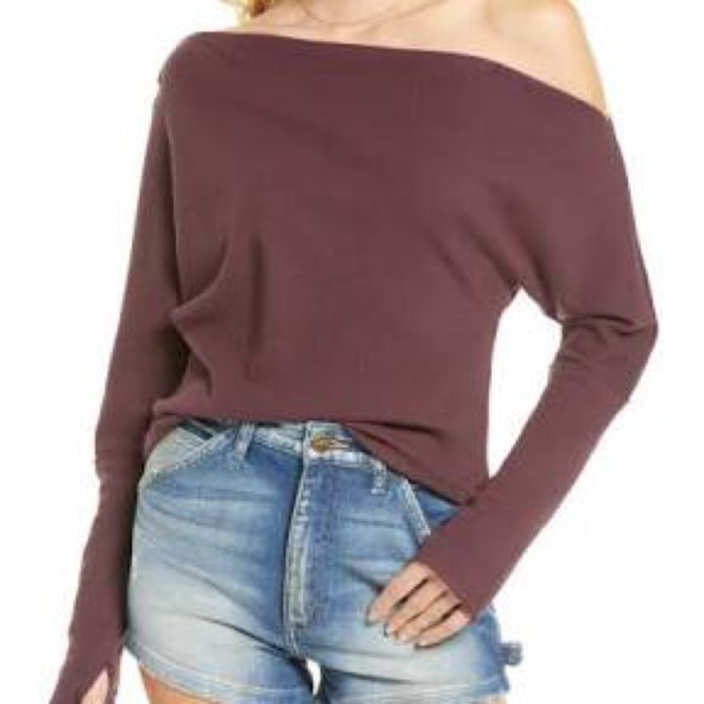 Free people Fuji off the shoulder top NWT plum jam size medium
